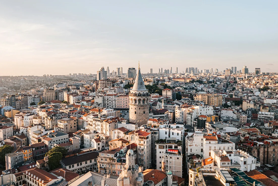 Overhead view of a city in turkey